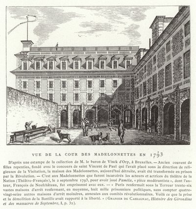 Cortile del Convento delle Madelonnettes, Parigi, 1793 da French School