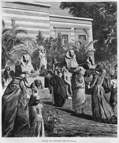Cortile del museo, Bulaq, da LEgypte di Georg Moritz Ebers (1837-98), 1881 da French School