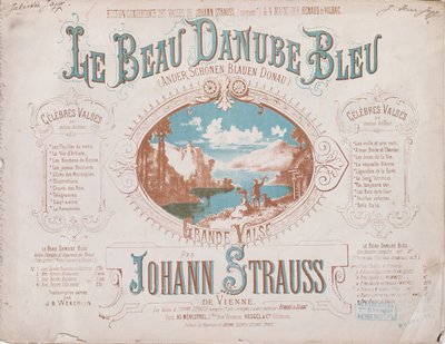 Copertina per la partitura del Valzer del Danubio Blu da French School