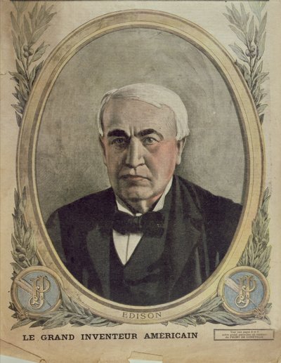 Illustrazione di copertina di Le Petit Journal raffigurante Thomas Alva Edison, 1917 da French School