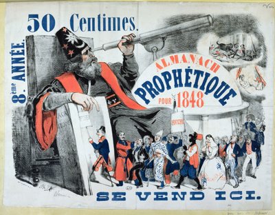Copertina di un Almanacco Profetico raffigurante Nostradamus (1503-66) 1848 da French School