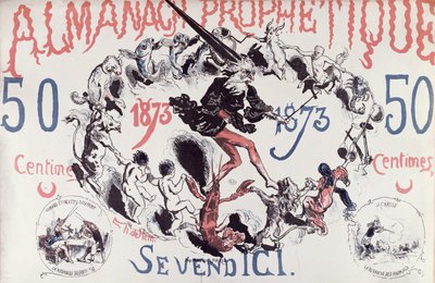 Copertina di un almanacco profetico raffigurante Nostradamus, 1873 da French School