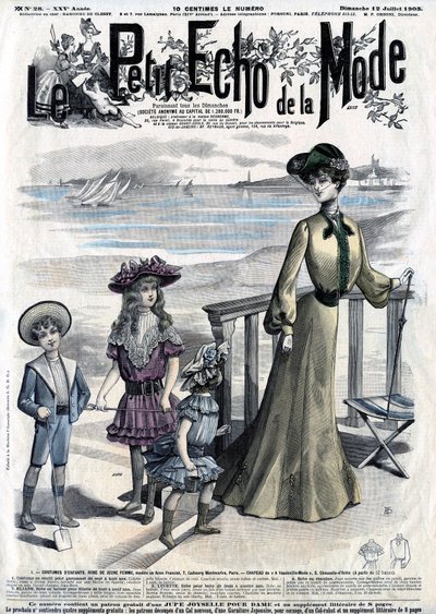 Copertina della rivista femminile Le Petit Echo de la Mode, n.28 del 12 luglio da French School
