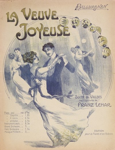 Copertina dello spartito per La Valse Ballsirenen da La Vedova Allegra di Franz Lehar da French School
