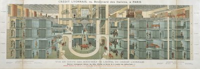 Sezione trasversale del seminterrato del Credit Lyonnais, 19 Boulevard des Italiens, c.1878-82 da French School