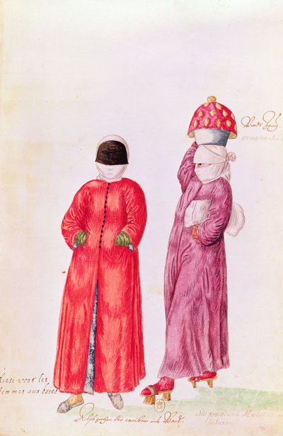 Usi e costumi dei paesi orientali e diversi stati di abbigliamento - donne che vanno a fare il bagno, 1513 da French School