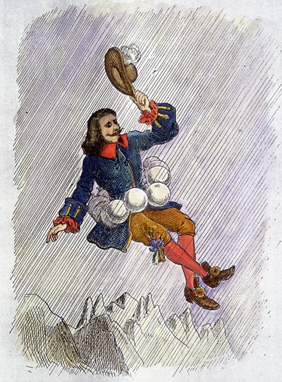 Cyrano de Bergerac abile con le sue fiale, illustrazione del romanzo di Cyrano de Bergerac: "L