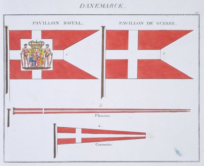 Bandiere danesi, da un libro francese delle bandiere, c.1819 da French School