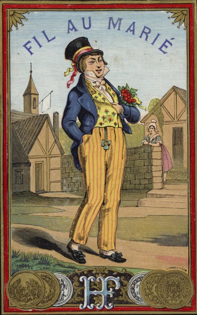Gentiluomo elegante a passeggio da French School