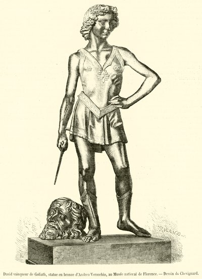 Davide vincitore di Golia, statua in bronzo di Andrea Verrocchio, al Museo nazionale di Firenze da French School
