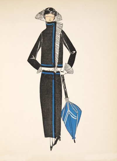 Abito da giorno, da una collezione di figurini di moda da French School