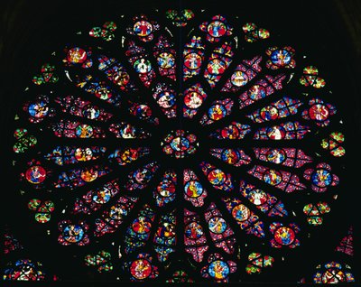 Morte e Assunzione della Vergine e il Coro Celeste, dal rosone ovest, c.1260 da French School