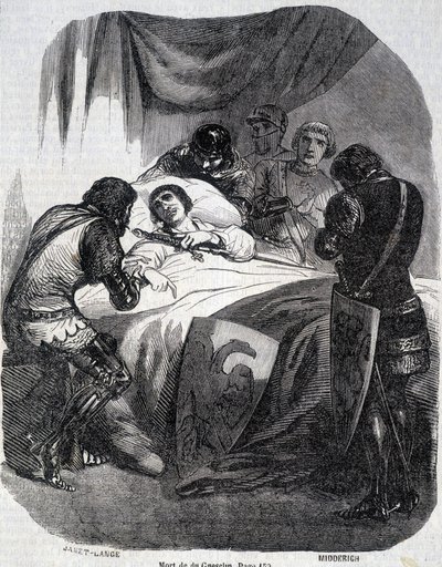 Morte di Du Guesclin nel 1380 - in "Histoire de France" di L.-P. Anquetil da French School