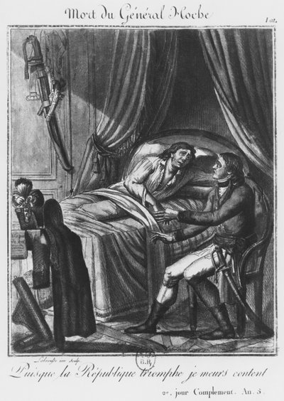 Morte del generale Louis Lazare Hoche il 19 settembre 1797, inciso da Labrousse (XVIII secolo) da French School
