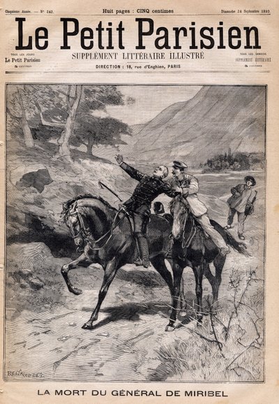 Morte del generale Marie Joseph François de Miribel (1831-1893) per una crisi di apoplessia al ritorno da un