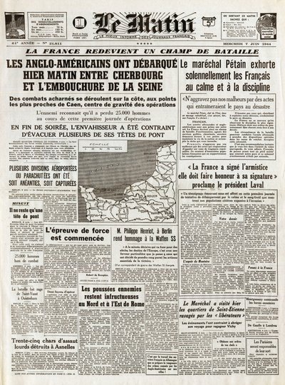 Sbarco in Normandia giugno 1944 - Sbarco in Normandia 6 giugno 1944 (D-Day) - La mattina di giovedì 7 giugno 1944 gli anglo-americani partirono ieri mattina tra Cherbourg e la foce della Senna da French School