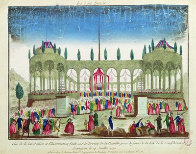 Decorazione e illuminazione della Bastiglia per la Festa della Federazione, 14 luglio 1790 da French School