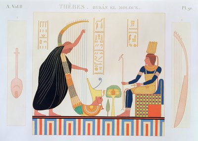 Decorazione dalla stanza delle arpe, tomba orientale, Byban el Molouk, Tebe, Volume II, tavola 91 da Descrizioni dell