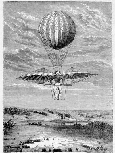 Apparato di Deghen per la direzione degli aerostati nel 1812 - in "Album of Science; illustrious scientists; Great discoveries" 1896 da French School