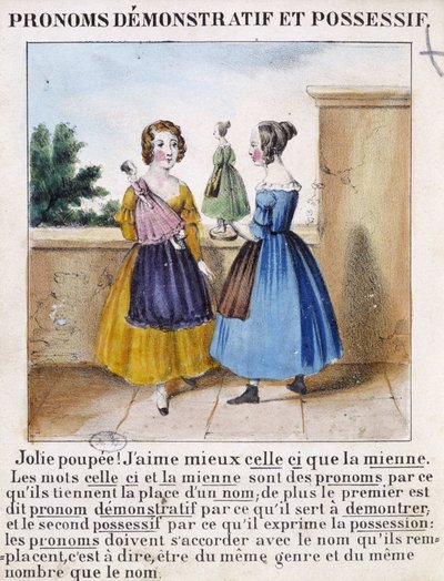 Pronomi dimostrativi e possessivi (2 ragazze che giocano con le bambole) - in "La grammatica in immagini" da French School