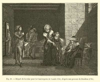 Partenza della regina per la Conciergerie, il 2 agosto 1793; da un