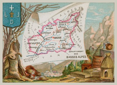 Dipartimento delle Basse Alpi nel sud della Francia da French School