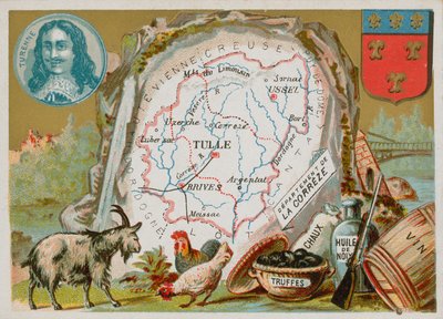 Dipartimento della Corrèze nel centro-sud della Francia da French School