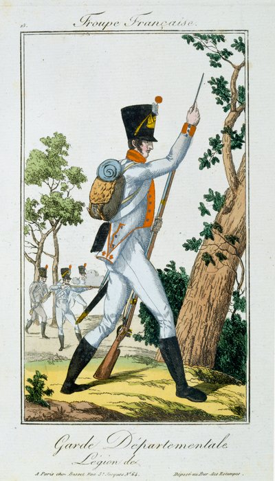Guardia Dipartimentale, da Troupes Francaises, pub. chez Basset, Parigi, c.1790 da French School