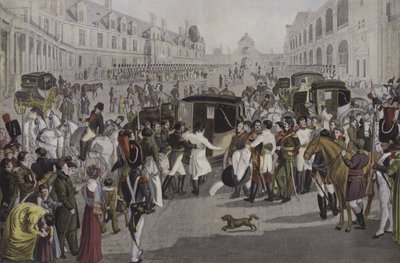Partenza di Napoleone da Fontainebleau, 20 aprile 1814 da French School