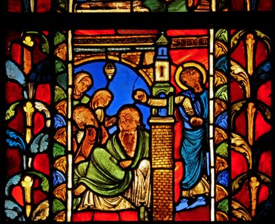 Scena dalla vita di San Nicola: il santo lascia denaro a un uomo per evitare che le sue figlie entrino nella prostituzione da French School