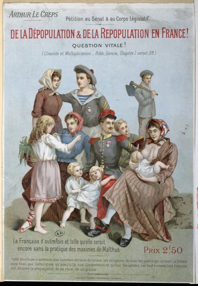 Depopolazione e ripopolazione in Francia, opuscolo di Arthur Le Creps contro il malthusianesimo, 1895 da French School