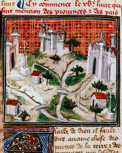 Delle province e dei paesi della terra. Presentazione del volume relativo ai territori e alla storia delle province e dei paesi. Miniatura tratta da 