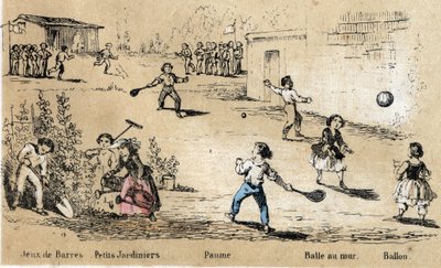 Descrizione dei passatempi e giochi dei bambini: giochi con la palla e giardinaggio. Tavola 