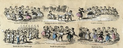 Descrizione delle attività ricreative e dei giochi dei bambini: i giri. Tavola "I giochi dell