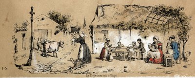 Descrizione dei vari prodotti e usi della mucca: scena di vita quotidiana in un villaggio. Tavola 