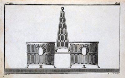 Disegno di Pugin, da un libro di modelli di disegni di metalli neoclassici di Duhamel, c.1770-80 da French School