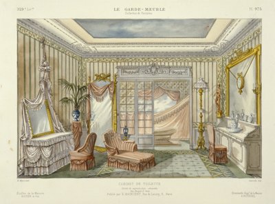 Progetto per una suite da bagno da Le Garde-Meuble, Pub. Parigi, 1890 circa (litografia a colori) da French School