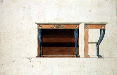 Progetto per un tavolo consolle Directoire da French School