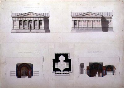 Design per un mausoleo in stile revival greco, c.1835 da French School