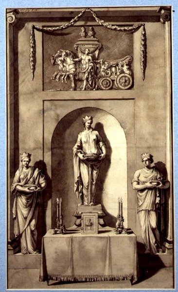 Progetto per una nicchia scultorea con Apollo e il suo carro, c.1760 da French School