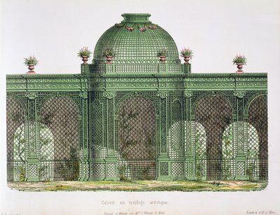 Progetto per una galleria con traliccio ad arcate con una cupola centrale, pubblicato per il Bureau de Moniteur des Menuisiers, Parigi da French School