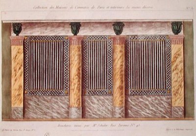 Progetto per la Facciata di una Macelleria, da una serie che raffigura i migliori edifici commerciali decorati di Parigi, c.1810 da French School