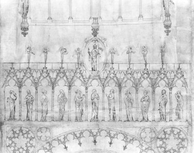 Progetto per la galleria dei re sulla facciata della Cattedrale di Strasburgo, c.1380 (dettaglio) da French School