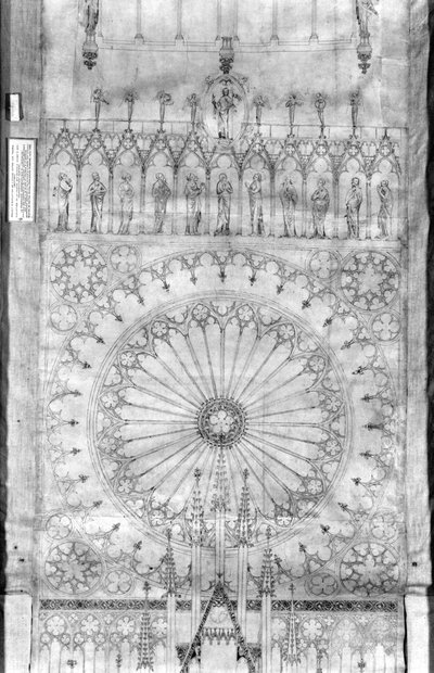 Progetto per il rosone e la galleria dei re sulla facciata della Cattedrale di Strasburgo, c.1380 da French School