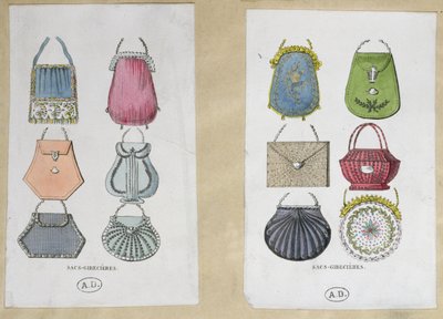 Progetti per borse a tracolla, 1822 da French School