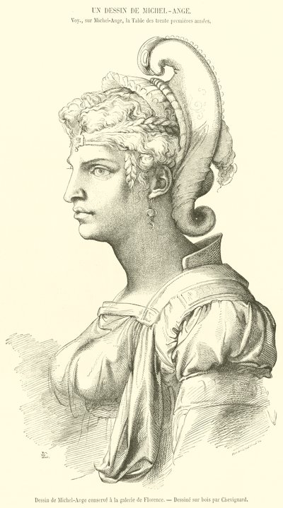 Disegno di Michelangelo conservato alla galleria di Firenze da French School