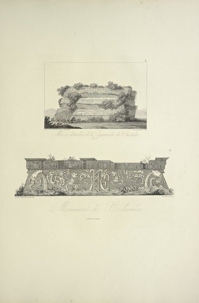 Massa staccata della piramide di Cholula e monumento di Xochicalco, illustrazione da 