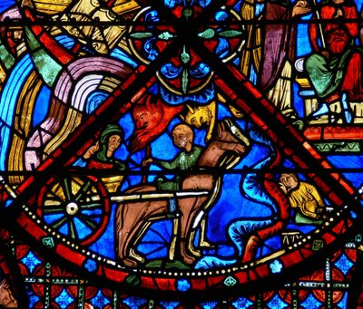 (dettaglio) scene della vita di Santo Stefano: cavalli, carro e demoni da French School