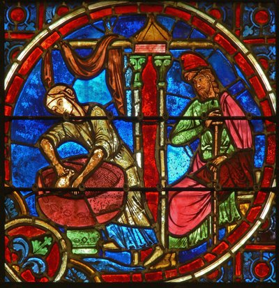 (dettaglio) da una vetrata raffigurante la Natività da French School