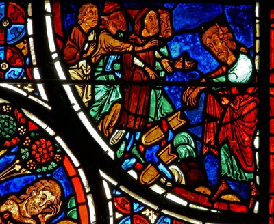 (dettaglio) la parabola del Buon Samaritano: Mosè getta le tavole da French School